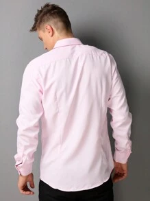 Long Sleeve Dress Shirt Does Not Wrinkle Easily - 淺粉色 - 查看 2