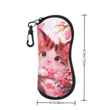 1 件可爱猫咪印花图案超轻便携氯丁橡胶眼镜袋柔软防护多功能设计眼镜袋适合学生办公和旅行 - 彩色 - 查看 6