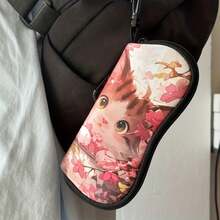 1 件可爱猫咪印花图案超轻便携氯丁橡胶眼镜袋柔软防护多功能设计眼镜袋适合学生办公和旅行 - 彩色 - 查看 5