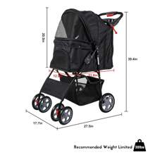 4 Wheel Pet Stroller Folding Carrier City Walk Strolling Cart For Dog, Cat And More Multiple Colors - màu đen - Xem 2