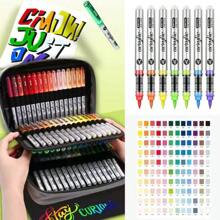 120-Color Direct-Liquid Acrylic Marker Pens With Brush Tips, Portable Carrying Case, Suitable For Wood, Canvas, Stone, Rock Art, Glass, Ceramics, Student Painting, Art & Craft DIY