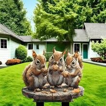 Bộ Cọc Trang Trí Sân Vườn Ngoài Trời Hình Sóc Dễ Thương, Phong Cách Nghệ Thuật, Chèn Mặt Đất Bằng Acrylic, Dành Cho Cây Trồng Trong Chậu, Cảnh Quan Sân, Không Dùng Điện, Chủ Đề Năm Mới & Hoa, Thích Hợp Sử Dụng Ngoài Trời - nhiều màu - Xem 3
