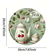 Semn metalic de petrecere de ceai vintage - design de petrecere de ceai în stil vintage, potrivit pentru decorarea casei, 20x20cm, material fier sus, jos, stânga și dreapta diferite poziții ale găurilor Livrare aleatorie, decor acasă, decor de cameră, decor de perete