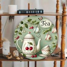 Semn metalic de petrecere de ceai vintage - design de petrecere de ceai în stil vintage, potrivit pentru decorarea casei, 20x20cm, material fier sus, jos, stânga și dreapta diferite poziții ale găurilor Livrare aleatorie, decor acasă, decor de cameră, decor de perete