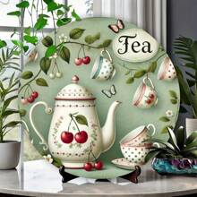 Semn metalic de petrecere de ceai vintage - design de petrecere de ceai în stil vintage, potrivit pentru decorarea casei, 20x20cm, material fier sus, jos, stânga și dreapta diferite poziții ale găurilor Livrare aleatorie, decor acasă, decor de cameră, decor de perete