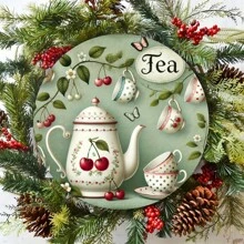 Semn metalic de petrecere de ceai vintage - design de petrecere de ceai în stil vintage, potrivit pentru decorarea casei, 20x20cm, material fier sus, jos, stânga și dreapta diferite poziții ale găurilor Livrare aleatorie, decor acasă, decor de cameră, decor de perete