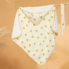 1 件婴儿毯，男女通用幼儿柔软羊毛婴儿床毯，带圆点背衬和舒缓浮雕动物图案，适用于婴儿推车婴儿床 - 90*90厘米 - 查看 10