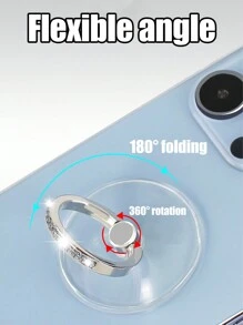 1pc Transparent Rhinestone Circular Ring Phone Holder, Adhesive Slouchy Phone Stand, Multi-Color - Multicolor - View 5