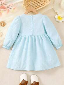 Abito in maglia jacquard a maniche lunghe e mezzo cardigan con bottoni per ragazze, tinta unita con fiocco, abito casual per bambine di 4-7 anni, adatto per l'uso quotidiano in autunno/inverno