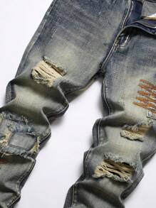 Vintage Casual Loose Fit Denim Jeans For Men, Comfortable, Versatile Street Style