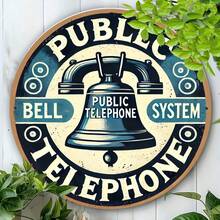 1pc Hệ thống chuông điện thoại công cộng cổ điển Retro Biển báo nghệ thuật treo tường bằng kim loại - Biển kim loại tròn 8x8 inch dùng cho trang trí nhà cửa, nhà bếp, quán cà phê, quán bar, lỗ gắn ngẫu nhiên - Nhiều màu - Xem 5