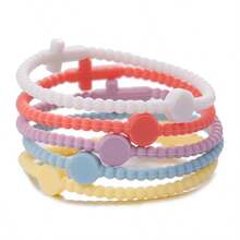 Bộ 5 chiếc/Bộ Vòng tay silicon nhiều lớp hình chữ thập màu Macaron, Vòng đeo tay sáng tạo cá nhân hóa cho trẻ em và người lớn, Màu ngẫu nhiên, Quà tặng Giáng sinh, Năm mới, Ngày lễ tình nhân - Nhiều màu - Xem 17