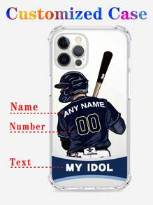 Customized Baseball Number Name Phone Case, Personalized Digit Number Shockproof Transparent Phone Cover, Full Body Protection Anti-Fall TPU Soft Suitable For A55, A54, A53, A52, A73, S22, S23, S24 Ultra, A14, 11, 12, 13, 14, 15, 16 Pro Max,International Version, Not The Domestic Version - Clear - View 4