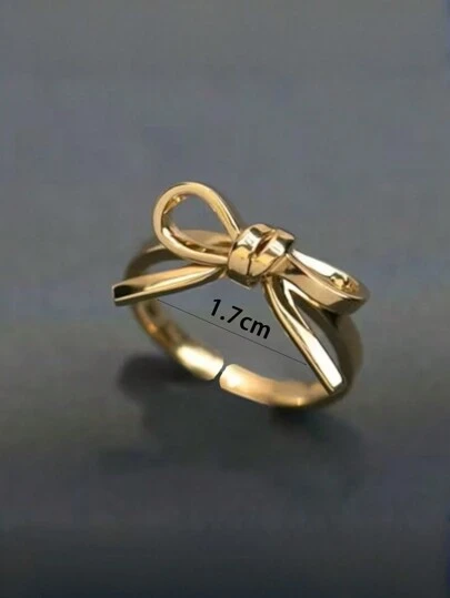 1pc Simple And Elegant Bow Decoration Ring, Suitable For Daily Wear, Gift For Girls