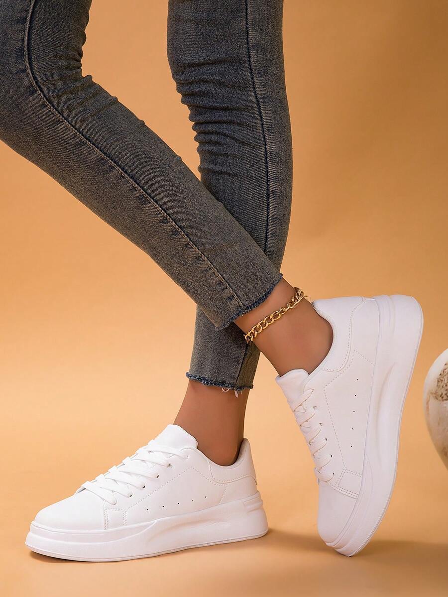 Giày vải thường ngày cổ thấp, giày thể thao thoáng khí và thời trang, đa năng cho phụ nữ - trắng - Xem 1