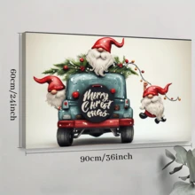 1pcs Cartoon Driving Santa Claus Wall Art, Canvas Poster Print Wall Art For Bedroom, Living Room And Hallway, Ideal Gift For Home Decor And Room Decoration