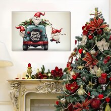 1pcs Cartoon Driving Santa Claus Wall Art, Canvas Poster Print Wall Art For Bedroom, Living Room And Hallway, Ideal Gift For Home Decor And Room Decoration