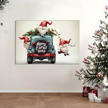 1pcs Cartoon Driving Santa Claus Wall Art, Canvas Poster Print Wall Art For Bedroom, Living Room And Hallway, Ideal Gift For Home Decor And Room Decoration