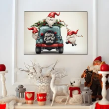 1pcs Cartoon Driving Santa Claus Wall Art, Canvas Poster Print Wall Art For Bedroom, Living Room And Hallway, Ideal Gift For Home Decor And Room Decoration