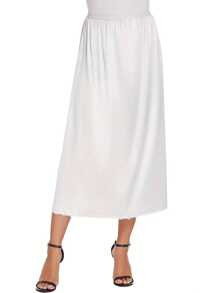 Omen's Satin Half Slip 36" Lace Long UnderskirtW Skirt Extenders - White - View 3