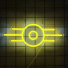 Biển báo đèn LED Neon chủ đề bức xạ - Nguồn điện USB, Điều khiển công tắc treo tường, Đèn Neon đa năng cho phòng chơi game, Thiết lập máy tính để bàn - Màu vàng - Xem 1