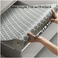1 Cuộn Tấm Lót Ngăn Kéo PEVA, Tấm Lót Kệ Chống Trượt Chống Thấm Nước Họa Tiết Hình Học Hiện Đại Cho Tủ Lạnh, Tủ Đựng Đồ Ăn Và Tủ Phòng Tắm, Ngăn Kéo, Tủ Sắp Xếp Nhà Bếp Và Tủ Lưu Trữ, Phụ Kiện Nhà Bếp. Thích Hợp Cho Trường Học Tại Nhà, Văn Phòng, Gia Đình, Du Lịch - màu xám đen - Xem 5