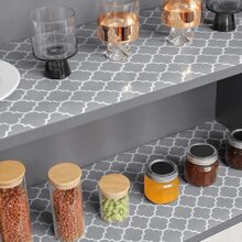 1 Cuộn Tấm Lót Ngăn Kéo PEVA, Tấm Lót Kệ Chống Trượt Chống Thấm Nước Họa Tiết Hình Học Hiện Đại Cho Tủ Lạnh, Tủ Đựng Đồ Ăn Và Tủ Phòng Tắm, Ngăn Kéo, Tủ Sắp Xếp Nhà Bếp Và Tủ Lưu Trữ, Phụ Kiện Nhà Bếp. Thích Hợp Cho Trường Học Tại Nhà, Văn Phòng, Gia Đình, Du Lịch - màu xám đen - Xem 1
