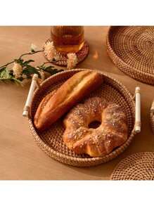 1 pieza Cesta colgante, cesta de almacenamiento de bambú a prueba de mosquitos, cesta de almacenamiento de alimentos multifuncional, adecuada para cocina, sala de estar y picnic, almacenamiento y organización de cocina, accesorios de cocina, regalo de Navidad - Albaricoque - Ver 7