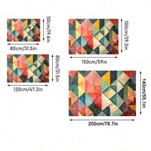 1 Pc, American Retro And Elegant Design, Rectangular Line Geometric Design Color Matching, Suitable For Living Room, Bedroom, Kitchen, Bathroom, Bathroom, Entrance Door, Courtyard, Four-Season Soft Floor Mat, Home Decoration Gifts Birthday Graduation