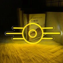 Biển báo đèn LED Neon chủ đề bức xạ - Nguồn điện USB, Điều khiển công tắc treo tường, Đèn Neon đa năng cho phòng chơi game, Thiết lập máy tính để bàn - Màu vàng - Xem 6