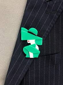 1pc Phụ nữ chân dung với mũ nhân vật hoạt hình Acrylic trâm cài, sáng tạo trang phục phụ kiện huy hiệu - con gái - Xem 3