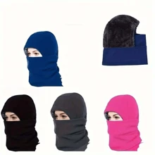 1pc/Set Thick Flannel Balaclava Hood Winter Windproof Face Mask Neck Cover, Unisex Design For Motorcycling & Outdoor Sports In Cold Weather - Multicolor - View 3