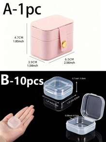 1 pieza Caja de anillo clásica mini con botón, estuche portátil de viaje para joyas, elegante caja de exhibición de joyas, caja práctica de almacenamiento para anillos y pendientes, regalo de moda para mujeres y niñas