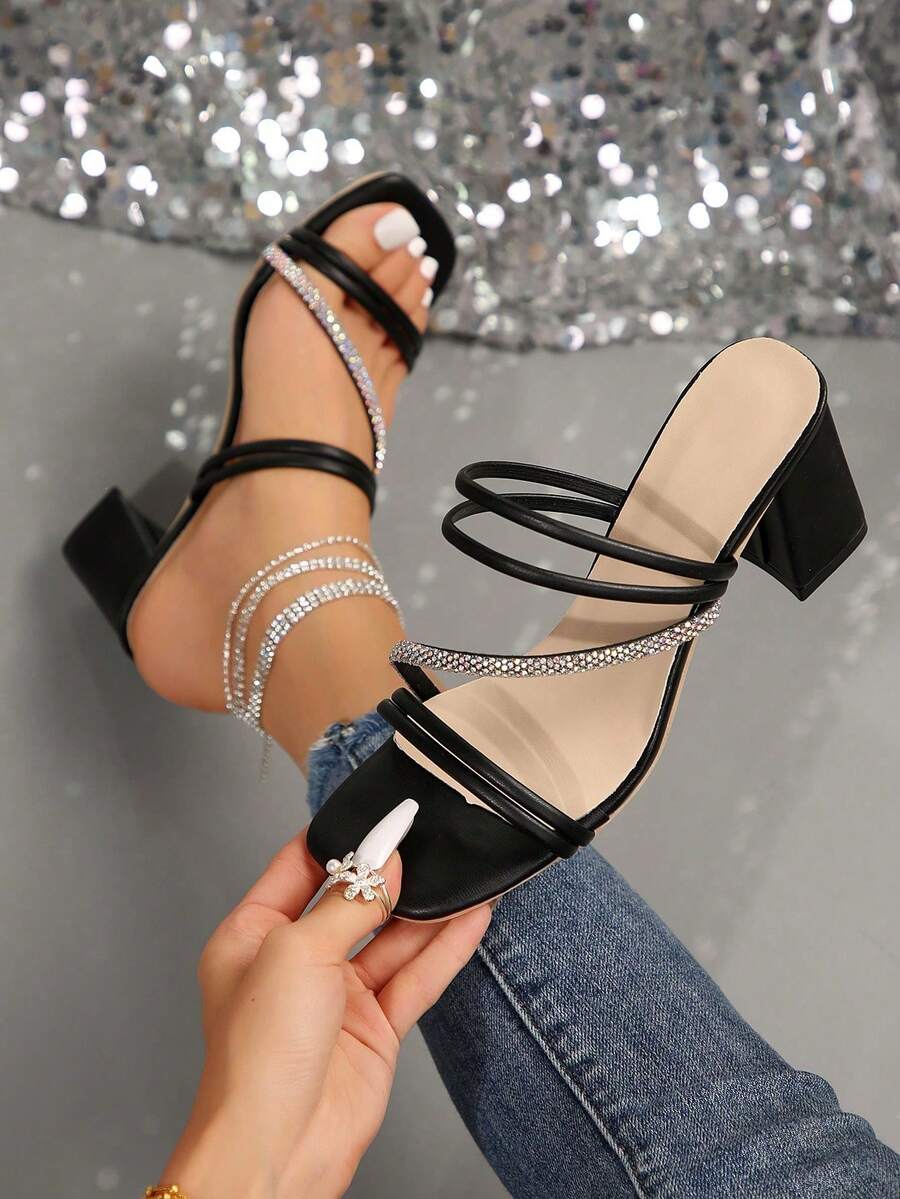 Giày Mules kiểu Pháp mới dành cho nữ, dép quai cao gót dày với kiểu dáng thanh lịch tinh tế, thích hợp cho các buổi hẹn hò, đi chơi, tiệc tùng, công việc, tiệc chiêu đãi và tụ họp