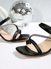 Giày Mules kiểu Pháp mới dành cho nữ, dép quai cao gót dày với kiểu dáng thanh lịch tinh tế, thích hợp cho các buổi hẹn hò, đi chơi, tiệc tùng, công việc, tiệc chiêu đãi và tụ họp - màu đen - Xem 5