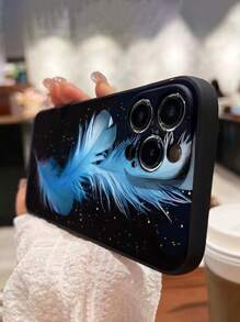 2pcs Feather Printed Shock-Proof Soft Phone Case Compatible With IPhone 16/16 Pro/16 Pro Max/16 Plus, IPhone 15 XR /7/8, IPhone 15 Pro Max, 13 Pro Max, 14 Pro Max, 13, 14, 11, 12 Pro Max, 14, 11, 12 Plus, Redmi Phones