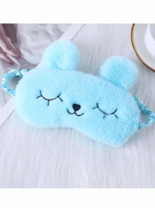 Cute Cartoon Rabbit Ear Plush Silk Eye Mask, Comfortable Sleep Eye Shade, Hot/Cold Compress Eye Care - Blue - View 5