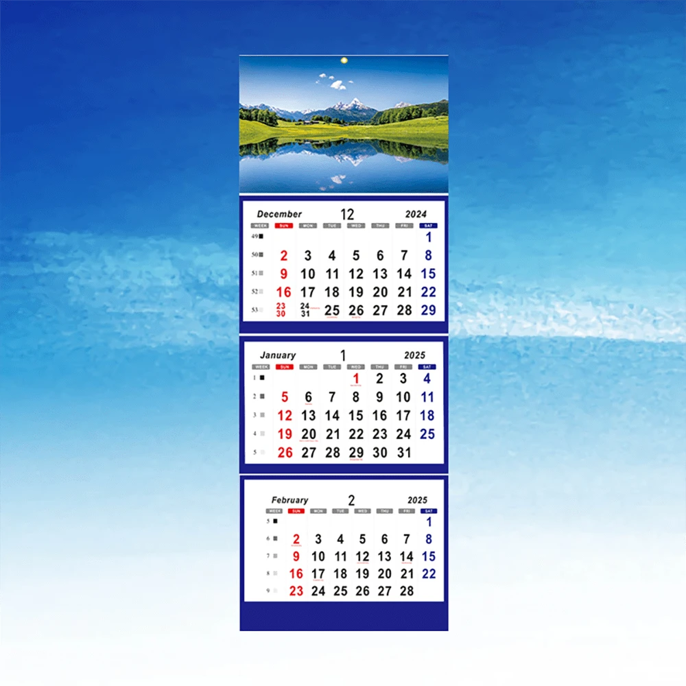 New 2025 Folding Shipping Calendar, Desk Calendar With Date Frame And Red Mark Indication, Cover - Blue - View 1
