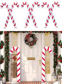 1pc-Christmas Inflatable Candy Canes,Novelty Giant Candy Cane ,Fun PVC Christmas Inflatable Yard Decorations Jumbo Candy Canes Balloons,For Christmas Decorations, Large Pool Floats Outdoor Candy Canes Balloons For Christmas Indoor And Outdoor Decorations, Candyland Decorations - Multicolor - View 2