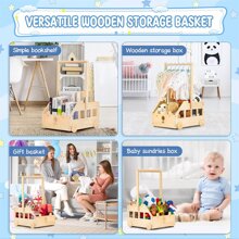 个性化木制婴儿淋浴箱衣柜礼品，婴儿淋浴篮衣架，个性化新婴儿衣服淋浴木盒篮，祝贺未完成的木篮 - 彩色 - 查看 7