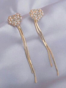 Set de 2 pendientes con borlas de cristal en forma de lágrima para el Día de la Madre, pendientes minimalistas adecuados para uso diario, ir al trabajo y fiestas