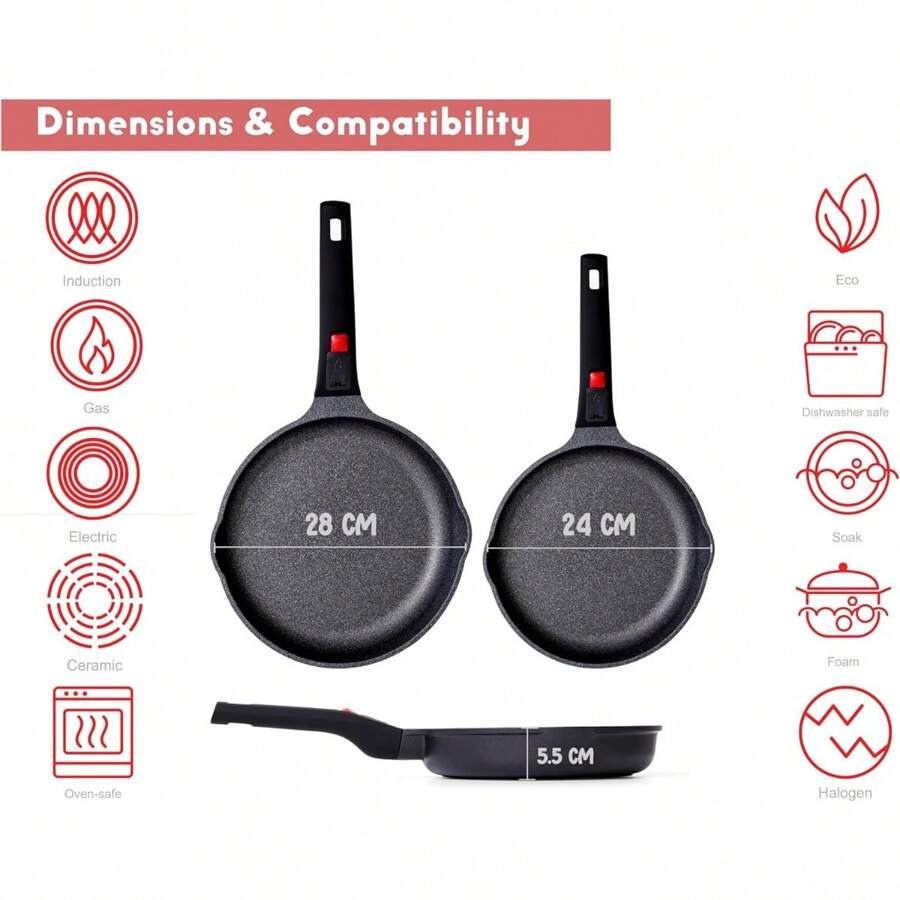 Frying Pan Non Stick With Removable Handle Scratch Resistant