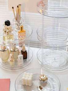 1 个圆形垂直可旋转化妆品收纳架、浴室台面收纳架、梳妆台收纳架、化妆品收纳架 - 彩色 - 查看 4