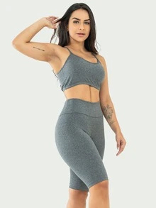 Kit 2 Gym Sets Bermuda Shorts And Swim Top Fitness Leggings - 黑色 - 查看 6