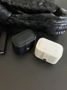 1 pieza Caja de anillo clásica mini con botón, estuche portátil de viaje para joyas, elegante caja de exhibición de joyas, caja práctica de almacenamiento para anillos y pendientes, regalo de moda para mujeres y niñas