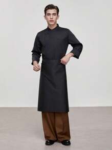 New Fashion Chef Workwear, Classic Black Unisex Long Sleeve, High-End Hotel Kitchen, Western Restaurant, Bakery, Cafe Uniform. Skin-Friendly, Comfortable, Thicker Fabric, Durable, Wrinkle-Resistant, Quick-Drying, Breathable, Diagonal Front Buttons, Improved Overall Quality, Horseshoe Cuff Design, Flexible Wearing