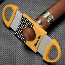 1 pieza Tijeras cortacigarro de acero inoxidable con hoja afilada, tijeras de corte en V y corte recto 2 en 1 para cigarros