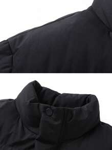 Plus Size Men's Simplified Thick Warm Stand Collar Winter Jacket - Black - View 6