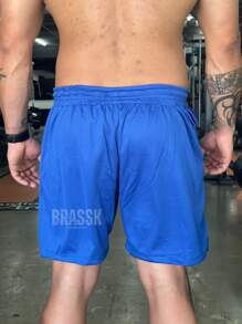 Men's 2 In 1 Dry Fit Lined Bermuda Shorts Gym Running Training With Elastane - azul real - Ver 4