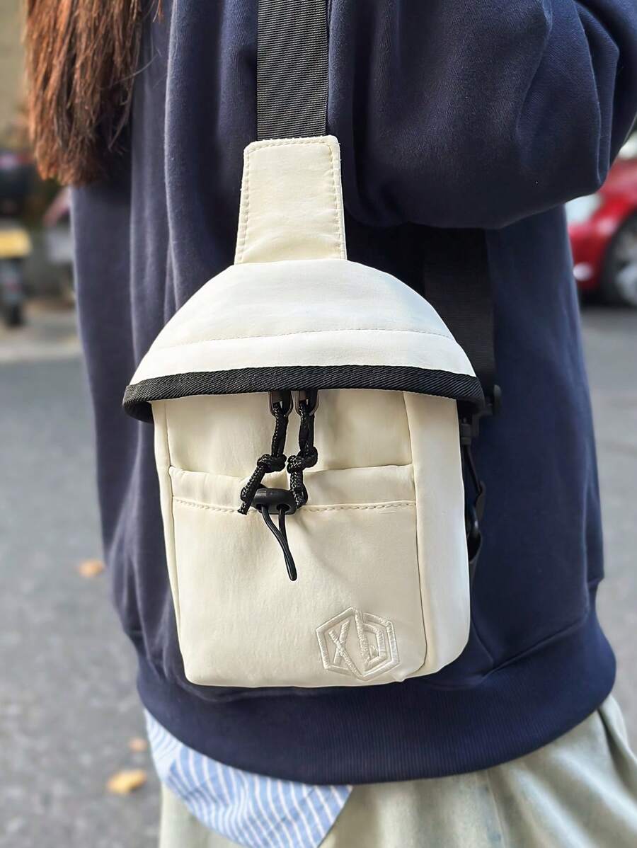 Women's Colorblock Nylon Mini Pattern Embroidery Crossbody Chest Bag